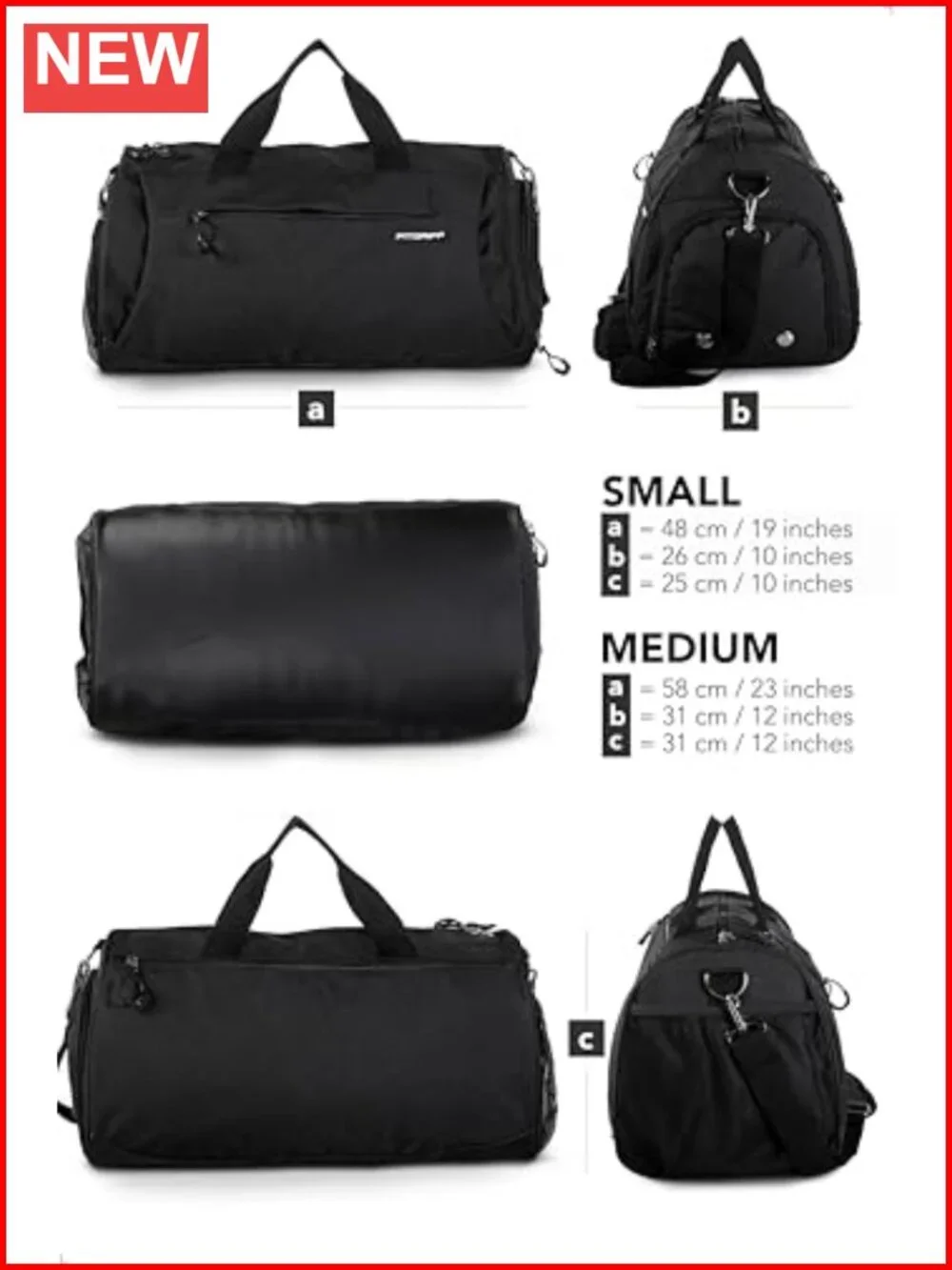 Duffle Bag for Men & Women with Shoe & Wet Compartment, Travel Sports Gym